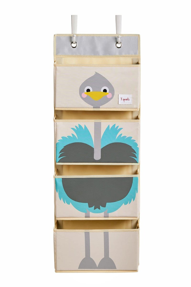 3 Sprouts Over The Door Baby Organizer - Essential Newborn Nursery Storage, Toy Organizer for Room and Closet - Bedroom Storage - Hooks Included, Ostrich - Image 1